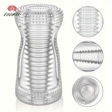 Sex Toy Transparent Spiral Masturbator Featuring Large And Small Spiral Inlets For Enhanced Training, Wavy Increasing Pressure Design Ideal For Men's Exclusive Stress-Relief Night.
