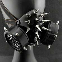Spike Rivet Steampunk Masquerade Gas Face Mask Cosplay Costume Party - Black - View 5