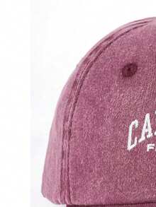 Mũ lưỡi trai màu đỏ tía đã qua xử lý, thêu chữ "CALIFORNIA", dành cho cả nam và nữ, thích hợp cho các hoạt động thể thao ngoài trời, cũng có thể dùng làm quà tặng mũ lưỡi trai cho các cặp đôi trong dịp lễ. - Màu Đỏ Sâu - Xem 3