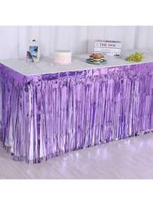 1pc Rain Curtain Tassel Table Skirt, Disposable Table Cloth Party Supplies Decorations, Suitable For Birthday Party, Wedding, Holiday Dining Table Decor