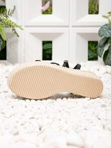 女式草编坡跟凉鞋，拉菲草编织，厚底高跟，帆布鞋底，踝带，度假风格，春夏 - 黑色 - 查看 7