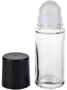 2Pcs Black Empty Glass Essential Oil Roller Bottles Vials Containers Refillable Roll-On Bottles With Funnel 30ML Refillable Cosmetic Containers,Refillable Containers