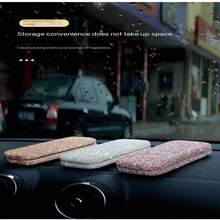 DIY Rhinestone Decorated Car Sunglasses Storage Box, Portable Eyeglass Holder For Car Interior, Cross-Border Hot Selling Item