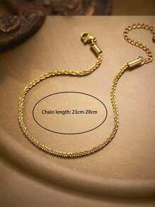 MONALLY 18K Gold Plated Fashionable Sparkling Gold Color Anklet Bracelet For Women Stainless Steel Chain Anklets Shiny Foot Jewelry Accessories Cheap Things Perfect Gift Hypoallergenic Daily Wear