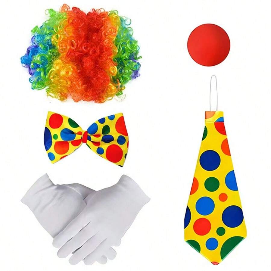 Halloween Clown Cosplay Adult Performance Set Costume Clown Suit Cosplay Wig Set - Multicolor - View 1