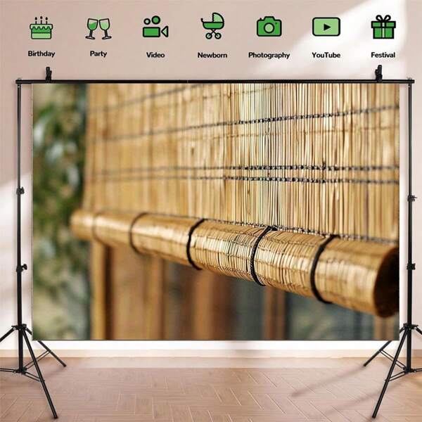 1pc, 2D Vinyl Photography Backdrop Banner - Bamboo Theme Rustic Textured Design With Warm Brown Tones, Lightweight Printed Backdrop (8x6ft/7x5ft/5x3ft) For Indoor/Outdoor Photo Shoots, Holiday Parties, Wedding Decor, First Communion, Seasonal Events & Home Staging [Wrinkle-Resistant Natural Aesthetic Wall Decor]