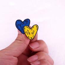 Blue And Yellow Heart Brooch Peripheral Accessories Badge - Multicolor - View 4