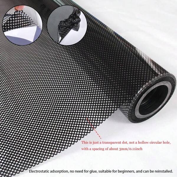 1 Rolle schwarze einseitige perforierte statische Klebefolie für Fenster, lichtblockend, wärmeisolierend, selbstklebend Glasaufkleber für Zuhause und Büro, dekorative Fensterfolie, Datenschutz