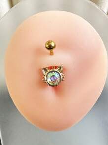 1pc Fashionable & Elegant Copper Alloy Owl Navel Piercing Ring, Gold Vacuum Electroplated Won't Fade, Suitable For Women's Daily, Party, Wedding, Mother's Day, Vacation Wear