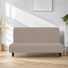 无扶手沙发套 3 座沙发床套 弹力扶手沙发床套 无扶手牛奶丝弹性沙发套 蒲团适用于无扶手折叠沙发，无扶手沙发床套 弹力蒲团沙发套 毛绒加厚纯色 3 座全折叠沙发 沙发蒲团家具保护套 无扶手（黑色） - 彩色 - 查看 13