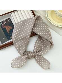 紧致波点58cm棉麻小方巾系列，女士百搭波点装饰围巾头巾护颈小围巾披肩 - 彩色 - 查看 9