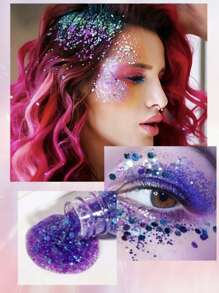 1PC Cosmetics Glitter Cream, Glitter Jelly, Festival Night Club Party Carnival Performance Body Makeup Products Head Face Body Painting Decoration Products Hair Nails Color Flash Film (The Bottle Caps Are Randomly Distributed In Gold And Silver)