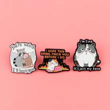 Raccoon, Opossum, Cat Quotes, Brooch, Badge, Clothing, Backpack Accessories, Jewelry, Brooch, Alloy Animal Fun Chest Badge