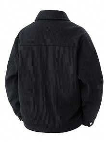 Men's Casual Jacket With Pocket Decor, Stand Collar - Black - View 3