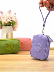 1pc Elegant Retro Style Zero Wallet -3 Zipper Design, Large Capacity, Suitable For Women's Gifts, Keychain Portable Storage Bag