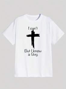 But I Know A Guy Print - Men's Round Neck Fashion Casual Cotton-Shirt - Breathable Summer, Spring, And Autumn - Perfect Casual Daily Wear Cotton Men Kpop Labor Day Men Clothing Manfinity Romwe Shirts Men Shirts Graphic Tees Camisas Para Hombre Graphic Tees Graphic Te