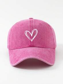 1 件女式刺绣心形水洗棒球帽，可调节防晒休闲帽，适合春秋户外旅行海滩，男女通用 Y2K 风格男士太阳帽