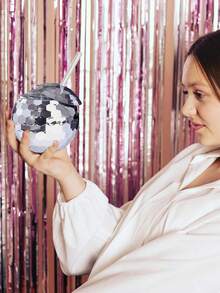 6个带盖迪斯科球杯，可重复使用吸管发光球鸡尾酒杯，适用于派对、夜总会、酒吧、生日、婚礼、单身派对、派对礼品（银色）、圣诞装饰、家居圣诞礼物、圣诞装饰品 - 銀色 - 查看 4