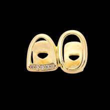 THATBOY 1 pieza Joyería para dientes de mujer estilo Hip Hop, base de cobre con micro-incrustaciones de circonita, decoración de dientes huecos de color dorado para festival de música, fiesta de Halloween y regalo de estilo punk