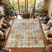 1 件，豪华欧洲复古印花地毯，1100 克高密度仿羊绒 + TPR 可洗布底，厚度 0.6 厘米，经典欧洲仿古元素柔软毛茸茸地毯，适用于户外、入口、客厅、卧室、洗衣房、浴室，可机洗四季大尺寸垫子，家居装饰 - 黑與白 - 查看 13