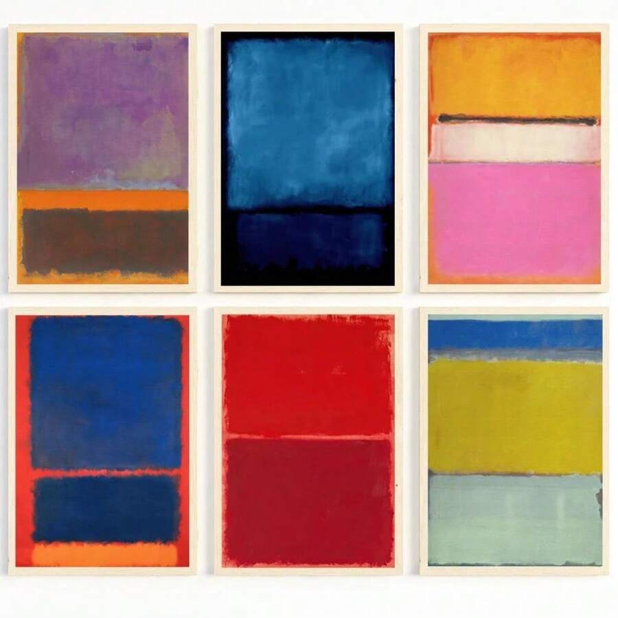 1pc Bảo tàng Mark Rothko Triển lãm Nghệ thuật trừu tượng hiện đại Poster Tranh vải Canvas In tường Hình ảnh cho phòng khách Trang trí nhà Quà tặng Khung tùy chọn - Nhiều màu - Xem 1