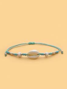 LORRILIA 12 Pcs Bohemian Mexican Beach Surf Shells Rice Beads Braided Bracelets Charms Hand Rope Gifts For Girls Wholesale Jewelry Family Sharing Set - Multicolor - View 4