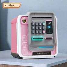 儿童电动银行，玩具 ATM 银行现金硬币罐存钱罐，包括男孩女孩的面部识别，益智玩具可爱的东西 ATM 机存款储物盒，适合 3 岁以上儿童的最佳礼物，不包括纸币和硬币
