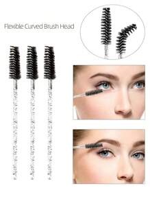200 PIÈCES 100 PIÈCES 50 PIÈCES Baguettes de mascara jetables, brosses Spoolies en cristal pour extensions de cils, brosses pour les cils et les sourcils Spoolies, applicateur de baguette pour cils, kits de maquillage (blanc)