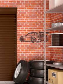 1pc Minimalist Sports Car Metal Wall Art - Black Metal Carving, Sleek Design With Spoiler & Exhaust Pipes, Easy To Hang Home & Office Decor For Living Room Or Wall Enthusiasts, Dynamic Aesthetic Modern Craftsmanship Room Decor Bedroom Decor Home Decor Wall Decor