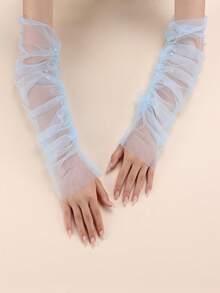 1 双长款优雅露指保暖袖套，适合女性晚会、约会、歌剧（多种颜色可选） - 彩色 - 查看 5