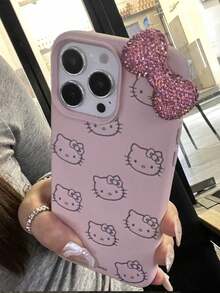 SANRIO Bowknot Leather Texture Bow Case Waterproof Shockproof Anti-Fall Scratch Resistant - Pink - View 2