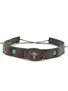 1pc Unisex Western Cowboy Hat With Removable Turquoise Bead Silver Cow Decor Band, Suitable For Party Gathering And Daily Wear