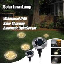 8 LED Solar Powered Pathway Lights, Smart Light Sensor + Automatic Day/Night Switch, Zero Electricity Lighting, IP65 Waterproof, Stainless Steel Material, Suitable For Garden, Pool, Stairs Decoration