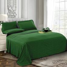 Elegant Comfort, Softest, Coziest 6-Piece Sheet Sets! 1500 Hotel Quality Luxurious Wrinkle Resistant Damask Stripe Bed Sheet Set, Black - Bedding 2025 - Hunter Green - 查看 6