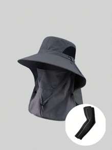1 Piece Unisex Solid Color Sun Protection Neck Cover Outdoor Wide Brim Bucket Hat For Hiking, Fishing, Vacation, Suitable For Daily Outdoor Activities