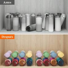 Lifewit Organizador de Botellas Apilable para Armario, Frigorífico, Despensa - Portabotellas de Plástico para Almacenar en Encimera, Armario, Oficina - Pack de 4, Cada Bandeja Admite 4 Recipientes NUTY - 16 botellas - Ver 7