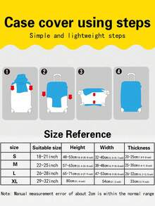 行李箱罩旅行箱罩适用于 18 至 32 英寸行李箱保护套，适用于户外旅行商务时尚图案，适用于男女旅行配件，涤纶行李箱弹力防尘罩，学生返校用品袋，适用于学校配件 - 藍色 - 查看 2