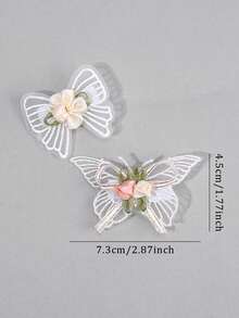 4 件适合女婴的蝴蝶发饰、白色花朵婴儿发夹、可爱蝴蝶婴儿蝴蝶结发夹、婴儿配饰。 - 白色 - 查看 3