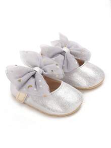 Infant Girls 0-1 Years Old Versatile Soft Bottom Princess Walking Shoes, Spring/Autumn - Silver - View 3