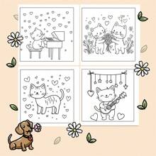 (Eine aufgewertete Deluxe-Version, verstärktes Papier 22 Seiten, 20 * 20 cm) Valentinstag Katzen Malbuch, Aquarellpapier, einzigartiger Umschlag, bequemer Malraum, geeignet für Erwachsene zum entspannten Malen | Valentinstag, Neujahr, Geburtstage und Partys - das perfekte Geschenk für alle Arten von Festen, geeignet für Freunde, Familie und Kollegen, Bücher, Schule, Schulbedarf