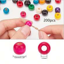 100/200/300/500pcs Colorful Wooden Beads, Round Craft Beads, Natural Wood Beads, Christmas Gift