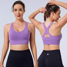 Evercute Adjustable Sports Bras Women 3/4 Pack Racerback High Support Bras Padded Workout Bras Seamless Yoga Athletic Bra - Grey - View 2