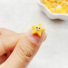 10/20/30 件可爱微型树脂黄色卡通眼睛和星星装饰 - 平面贴纸，适用于 DIY 美甲、剪贴簿、婚礼装饰、工艺品 - 非常适合面部表情美甲和创意项目