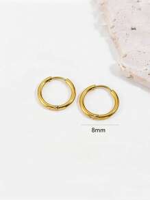 Set de 8 aros de aro grueso de acero inoxidable para mujer y hombre, chapados en oro de 18 quilates, para cartílago de la oreja