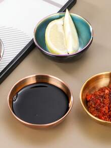 3/5/10酱料碟，优质不锈钢迷你独立调味碗，圆形调味碟，寿司蘸酱碗，开胃菜碟，学校用品 - 彩色 - 查看 3