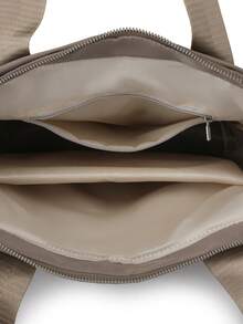 女士纯色多功能大容量背包，休闲简约学生背包，学院风简约单肩包，手提包，多功能背包，适合学校、大学、中学、高中、通勤、办公等场合 - 卡其色 - 查看 9