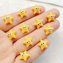 10/20/30 件可爱微型树脂黄色卡通眼睛和星星装饰 - 平面贴纸，适用于 DIY 美甲、剪贴簿、婚礼装饰、工艺品 - 非常适合面部表情美甲和创意项目