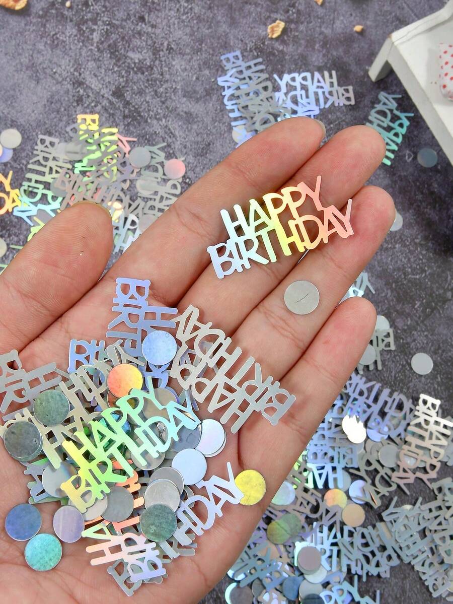 15克/30克/50克彩色生日纸屑，适合桌面装饰 - 生日快乐气球和星形散落纸屑，迪斯科风格婴儿派对装饰，性别揭晓派对，周年纪念派对用品，可重复使用的闪光桌面装饰 - 彩色 - 查看 1