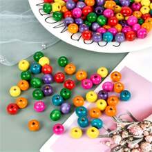 100/200/300/500pcs Colorful Wooden Beads, Round Craft Beads, Natural Wood Beads, Christmas Gift