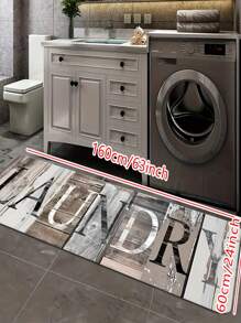 1/2pcs Laundry Wood Grain Design Pattern Floor Mat - Non Slip Laundry Blanket - Fashionable Letter Printed Mat - Soft Machine Washable, Home Decor Blanket, Best Gift, Laundry Decor Blanket